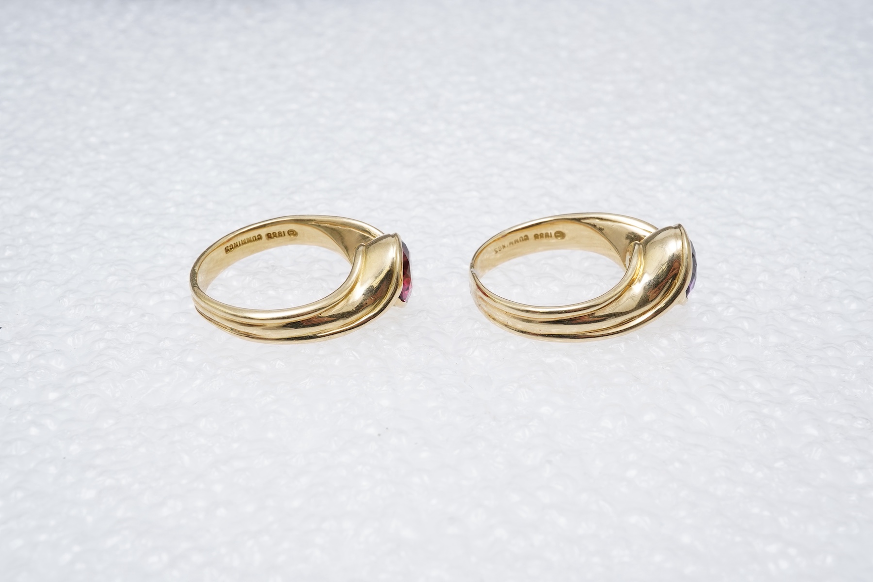 Angela Cummings, two gem-set rings, circa 1988
